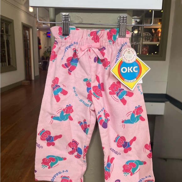 Rare 80s vintage pink corduroy pants with exercise bears - Picture 2 of 2